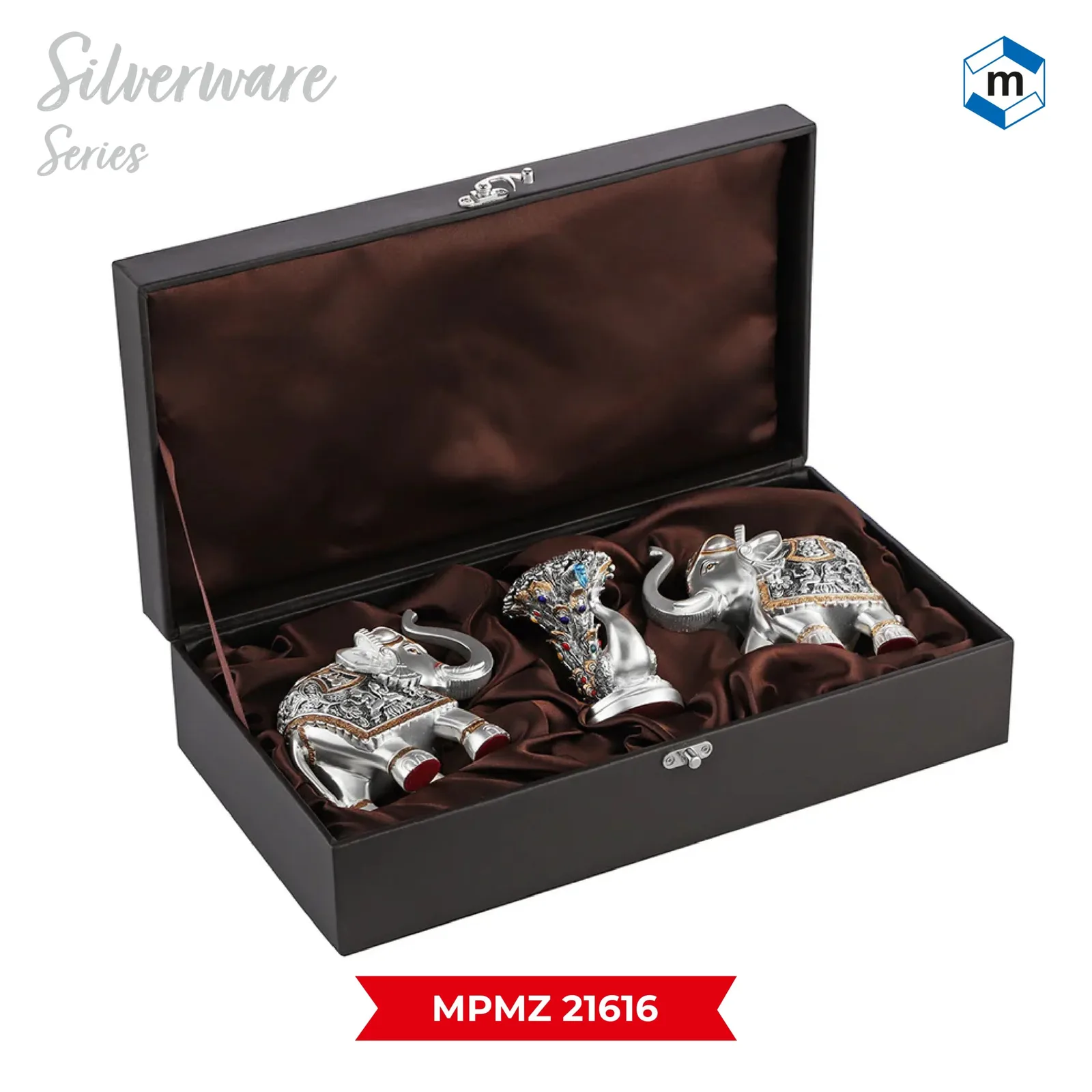 Pair of Silver Elephant & Silver Peacock Tea Light (MPMZ 21616)