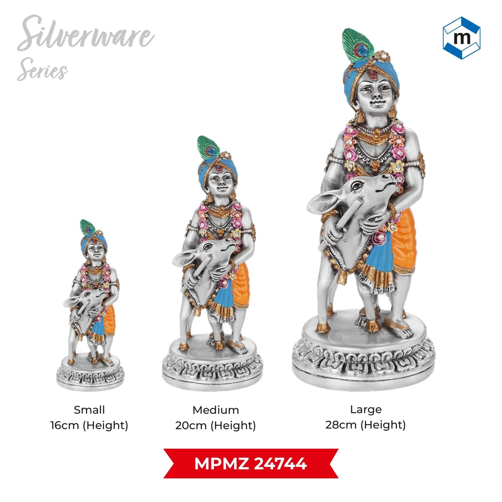 Cow Krishna (Silver-plated) (MPMZ 24744)