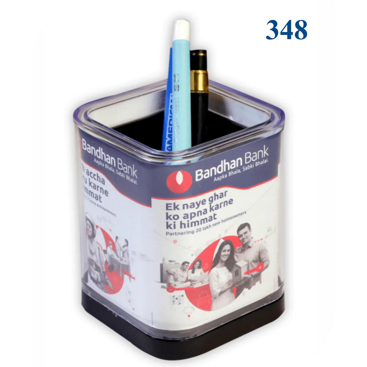 Acrylic Pen Stand with 4 side Branding (348)