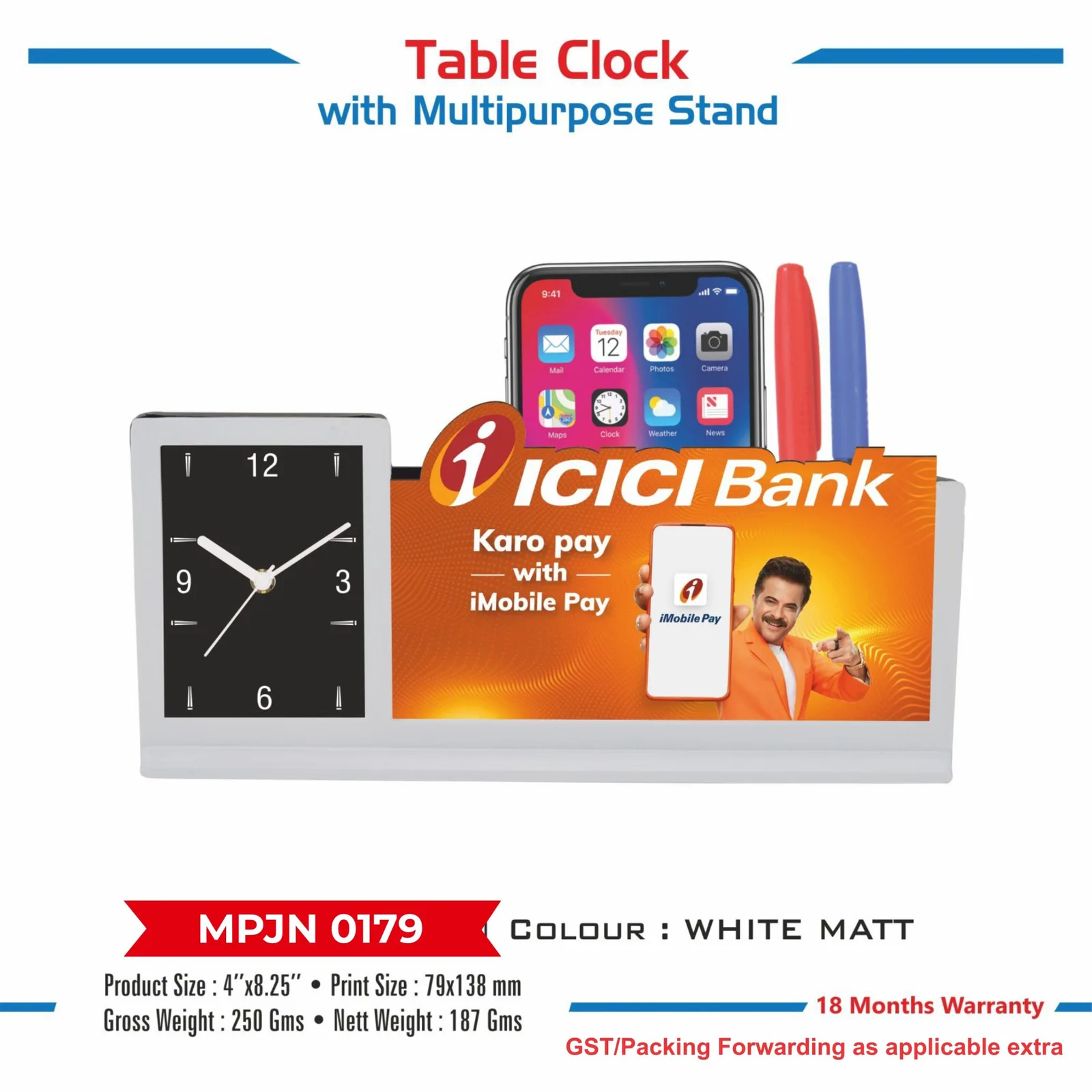 Table Clock with Multipurpose Stand (MPJN 0179)