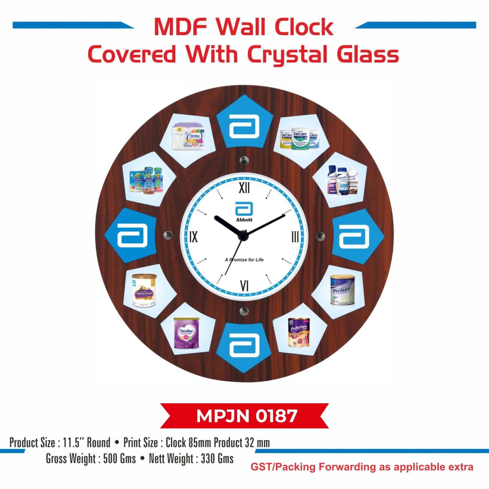 Wooden Wall Clock (MPJN 0187)