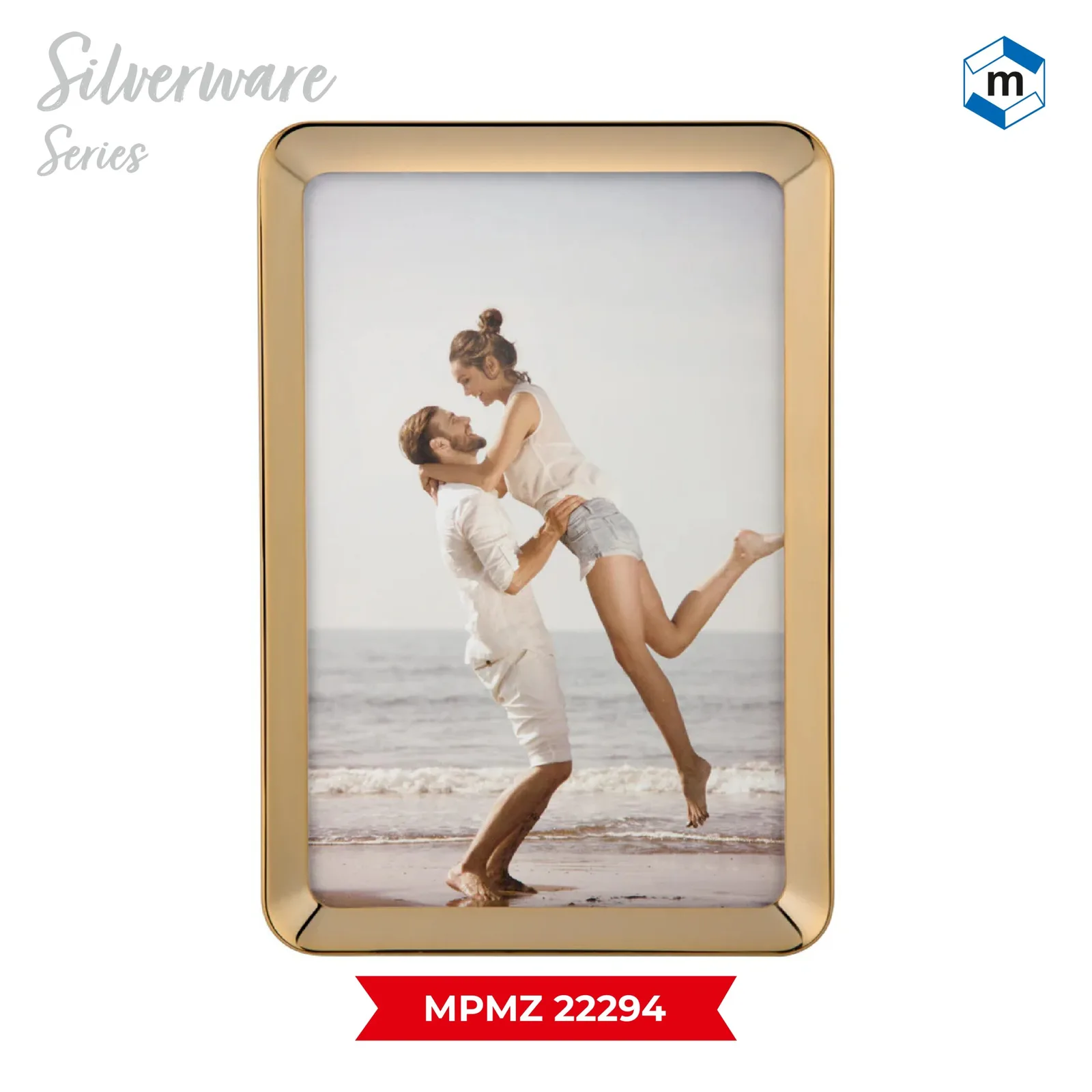 Curvy Edge Golden Photoframe Small (4″x6″) (MPMZ 22294)