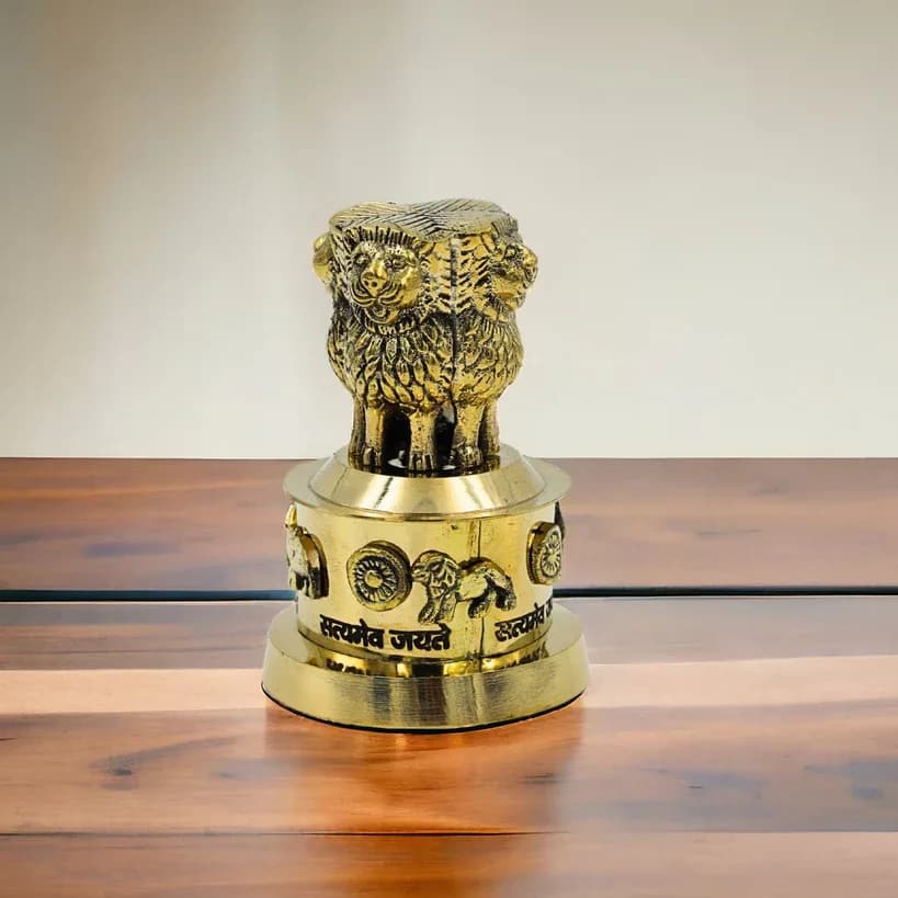 Antique Brass Ashok Stambh | Pillar Decorative Showpiece for Home, Office Desk (MPNJ 0003)